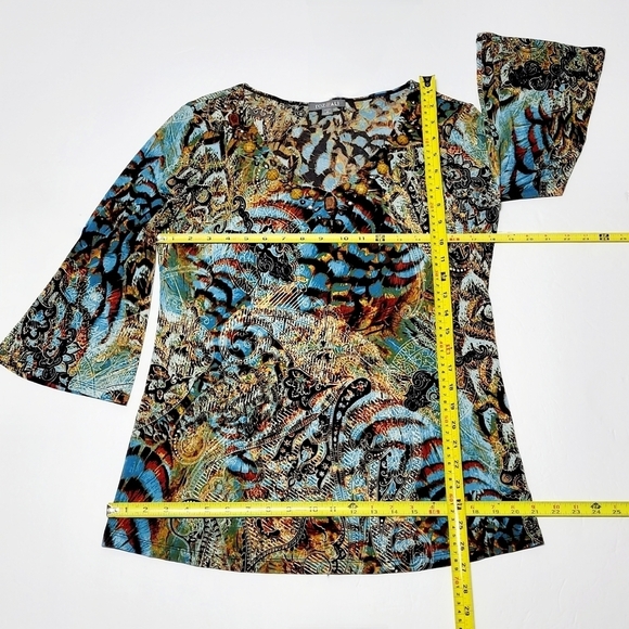 Roz & Ali Vibrant Beaded V-neck Bell Sleeve Blouse (MP) - Picture 9 of 10